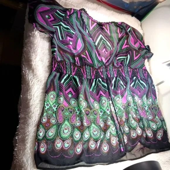 Lane Bryant Sheer Chic Multicolor Kimono Midi Dress Woman 26/28 Beach Blouse.... - Picture 7 of 10